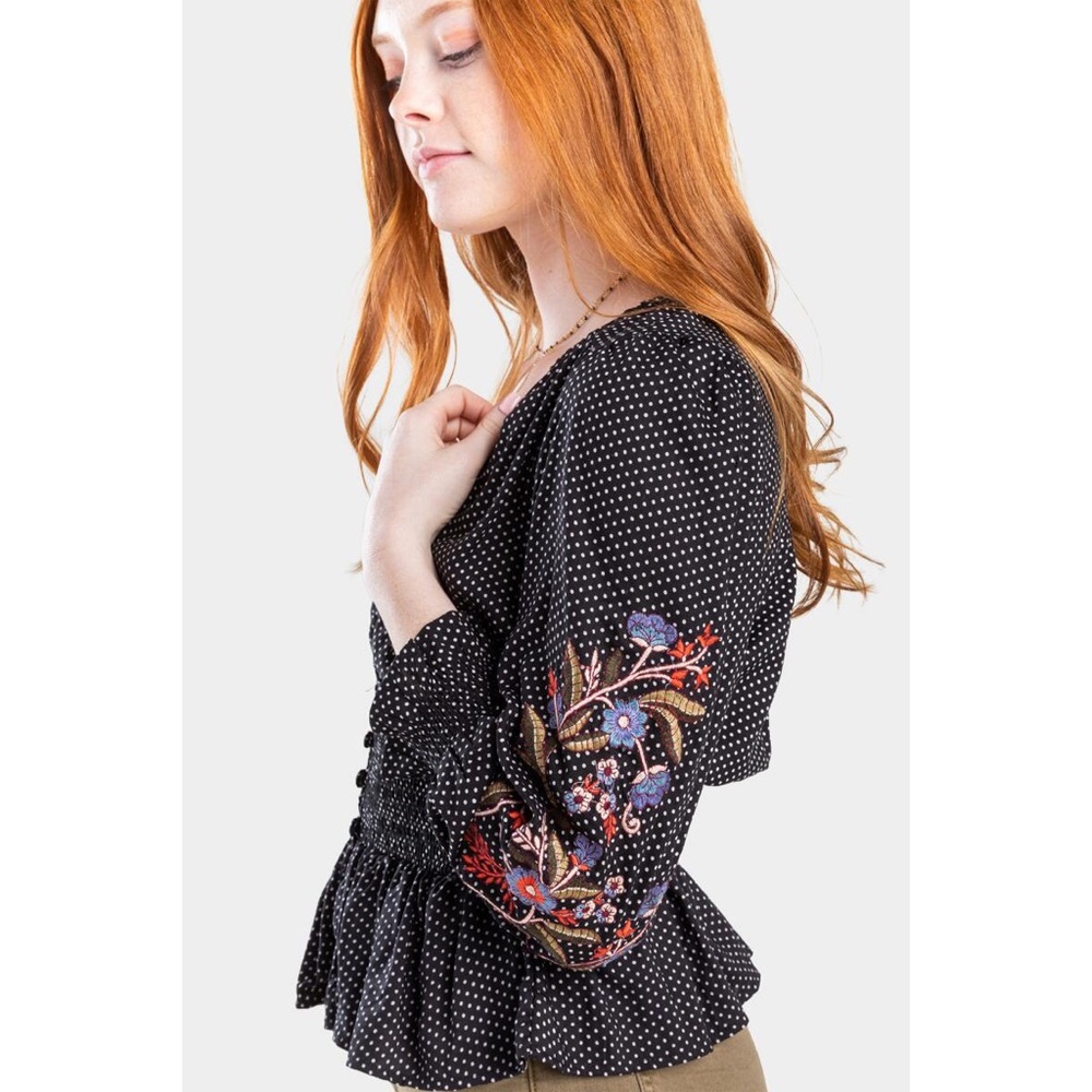 Francesacas Brinley Ruched Polka Dot Blouse new - Picture 11 of 11